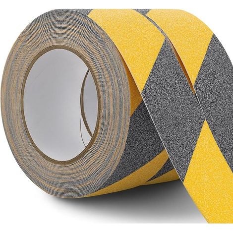 2 Rouleau Bande Antidérapante 5cm x10m, Antidérapant Adhésif, Ruban Antidérapant Solide pour Les Marches Antidérapantes à L'intérieur L'extérieur (Noir et Jaune) (1/5)