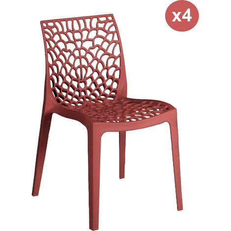 Le Quai Des Affaires – Lot de 4 chaises empilables en polypropylène rouge – Dimensions L50xP54xH81 cm – Design moderne et facile à nettoyer (1/5)