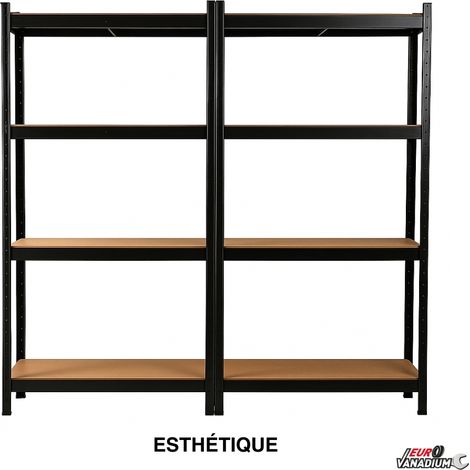 EURO VANADIUM - Etagère pour charges lourdes, 160 x160 cm, Capacité 640 kg - Etagère de rangement Modulable - 40 cm - Noir