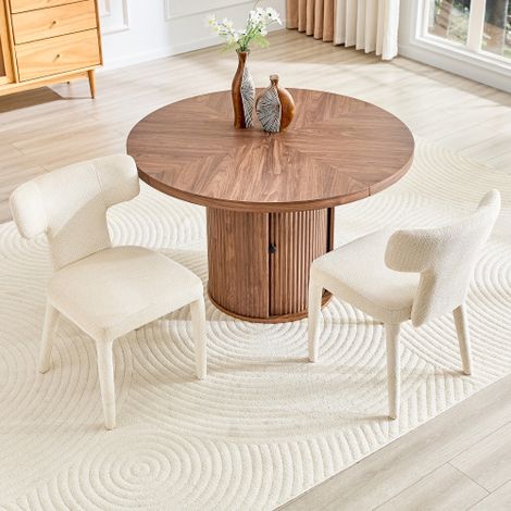 Chaises de salle à manger au style moderne (lot de 2) dotées d'un dossier en forme de T, d'une assise rembourrée en tissu et d'une structure robuste en métal à quatre pieds  adaptées aux salons, cuisi (1/5)