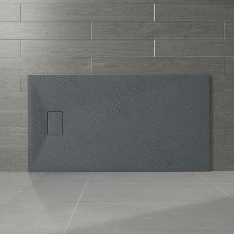 NRG 1600 x 800mm Anthracite SMC Rectangle Slate Effect Bathroom Shower Enclosure Tray (1/5)