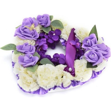 Cikonielf fleurs de simulation Couronnes artificielles en forme de coeur Couronnes de mariage Décoration de fausses fleurs pour la (1/4)