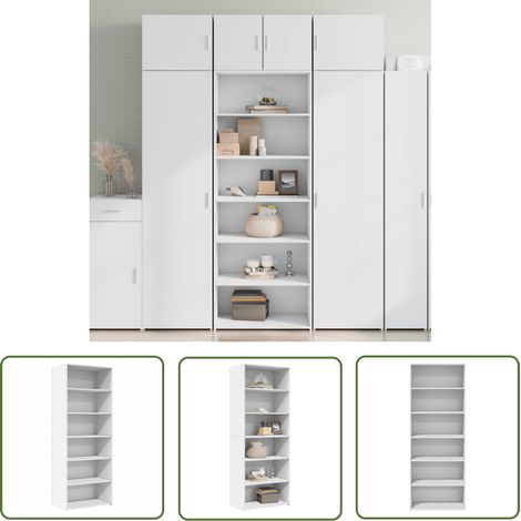 The Living Store Highboard Weiß 70x41x185 cm Holzwerkstoff - Sideboard - Hochschrank - Wohnzimmermöbel - Weißer Schrank - Regal (1/5)