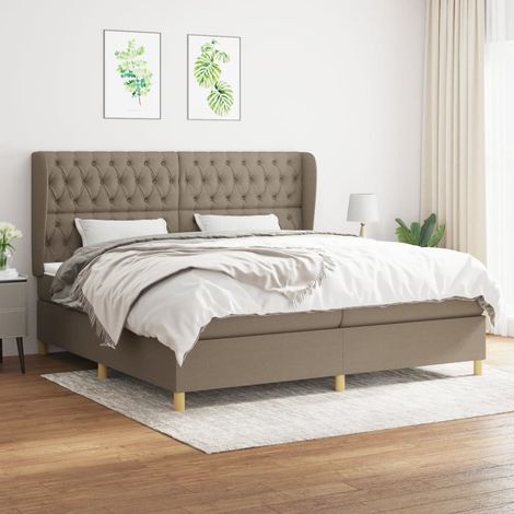 Sommier à lattes de lit avec matelas Taupe 200x200 cm Tissu (1/5)