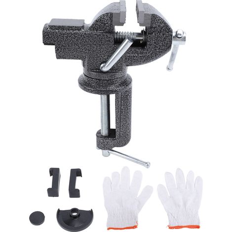 Étau de table universel à serrer sans perçage portable base rotative 360° pour bricolage bois noir (1/5)