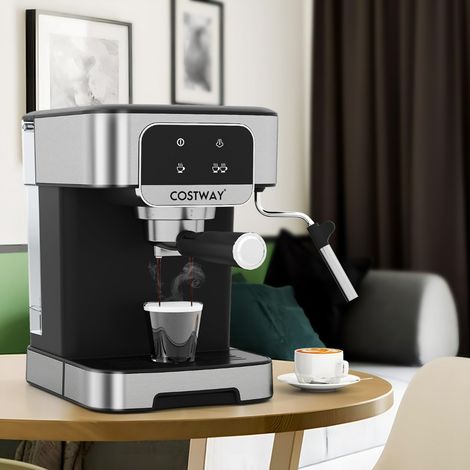 Machine à Espresso 20 Bars Machine à Café Professionnelle 1200W avec Mousseur à Lait à Vapeur Réservoir d'Eau Amovible de 1,8L Argent (1/2)