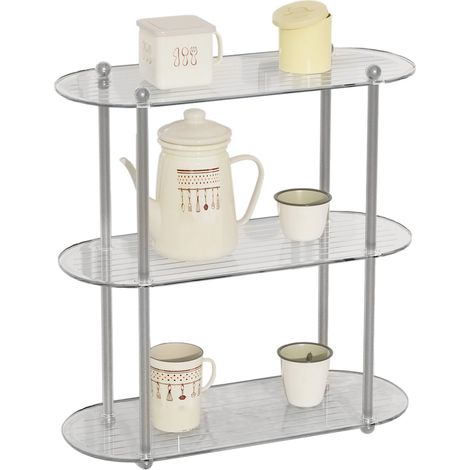 Étagère décorative transparente 3 niveaux amovible, présentoir de table pour chambre et salle de bain, rangement simple (1/5)