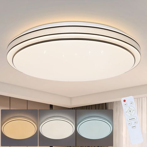GBLY Deckenlampe LED Deckenleuchte Schlafzimmer - 23W Schlafzimmerlampe Dimmbar mit Fernbedienung Ø27cm Küchenlampe Sternenhimmel Modern Küche Deckenbeleuchtung Rund für Wohnzimmer Flur