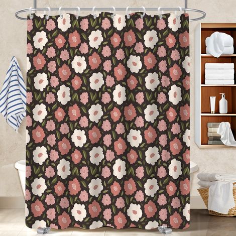Voile de douche polyester 180x180 À œillets renforcés rideau étanche pour avec accessoires assortis (1/5)