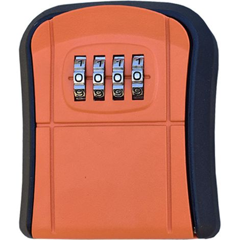 Boîte À Clés Extérieure - Boîte À Clés Murale Sécurisée Avec Code Numérique 4 Chiffres Réinitialisable - Étanche - Pour Maison Bureau Garage - Orange