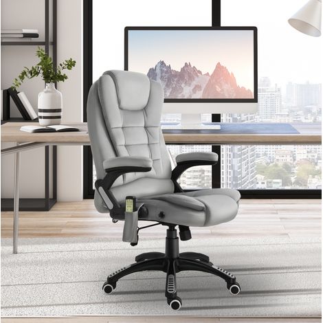 Silla de oficina masajeadora ergonómica, altura regulable, ruedas de PU, gris OKMYHOME (1/5)