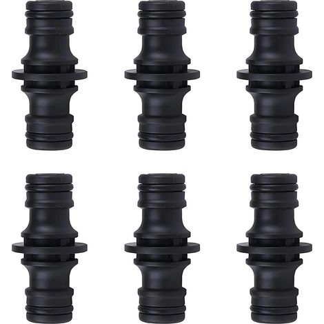 Lot 6 Raccords Tuyau, 1/2 Pouce, Double Face, Extension, Rapide, Jardin, Arrosage, Eau, ABS, Etanche, Noir (1/5)
