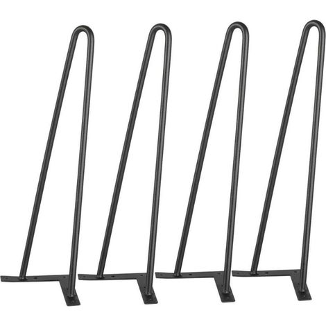Conjunto de 4 Patas Horquilla Mesa 41CM, Patas para mesa de centro, Patas para Muebles de Acero Diseño Industrial 2 Varillas Resistentes Negro (1/5)