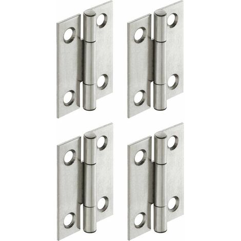 – Lot de 4 charnières plates en acier 25 x 20 mm – Pour meubles en bois – Charge maximale 30 kg – Idéal pour portes de placard et étagères (1/2)