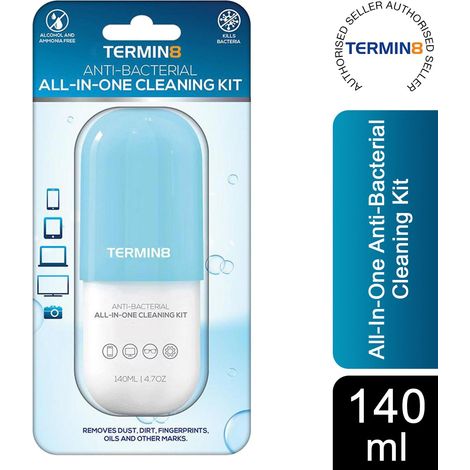 Termin8 Antibacterial All in One Screen Cleaning Kit with Cleaning Cloth - 140ml (1/5)