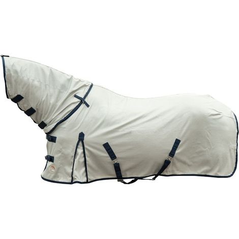 125 cm, grigio: Coperta antimosche impermeabile con collo staccabile per cavalli