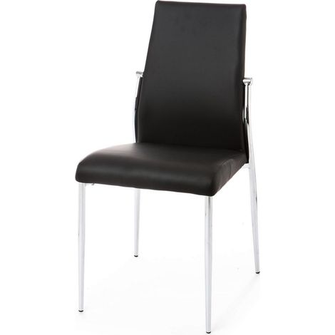 Set 4 sedie in pelle sintetica nera cm. H.85 x L.41 x P.53