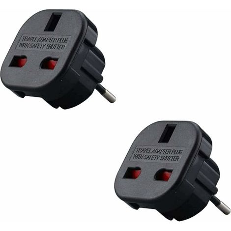 Lot de 2 - Adaptateur prise, Type G vers Type C, Compact, Léger, Voyage Europe (1/5)