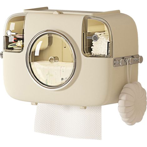 Toallero de plástico impermeable para pared con múltiples compartimentos para el baño - organizador con ganchos (33x14,5x21cm) (1/5)