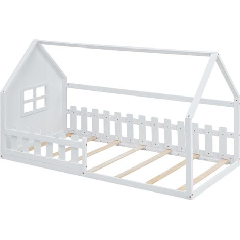 Letto casetta bambino 90 x 200 cm in pino e MDF bianco (1/5)