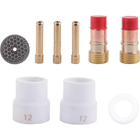 Kit de torches TIG 11, buse en céramique blanche, coupelle en alumine, 2,4 mm (comme illustré) (1/5)