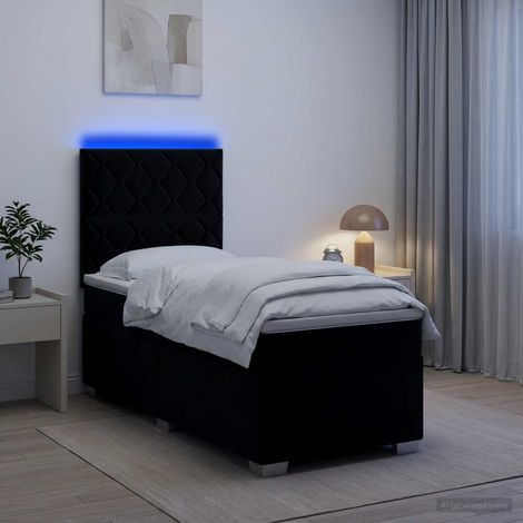 Cama box spring con colchón Negro 80 x 200 cm Terciopelo (1/5)