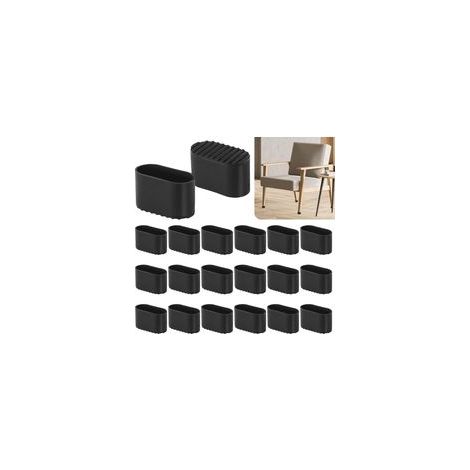 Lot 20 embouts pieds chaise ovales - 40 x 20 mm - Pour chaises jardin, extérieur - En plastique - Noir