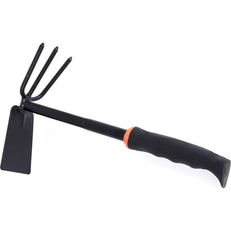 Outil de désherbage et de creusement manuel - Houe double - pour planter, transplanter, désherber et transporter - 1 pièce - Noir (1/4)