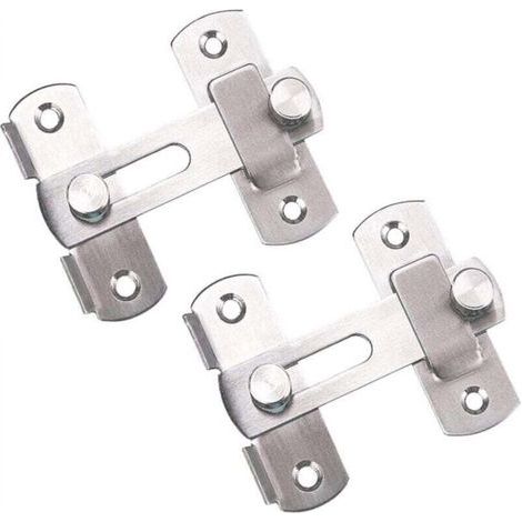 Loquet de porte coulissante, lot de 2 serrures de porte en acier inoxydable, loquet à bascule pour porte, fenêtre, meubles (1/4)