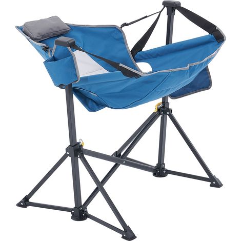 Mophorn Liegender Campingstuhl, 300 lbs Tragkraft, Schaukel-Klappstuhl mit Getränkehalter, Aufbewahrungstasche, Kopfstütze, verstellbare Rückenlehne für Camping & Outdoor
