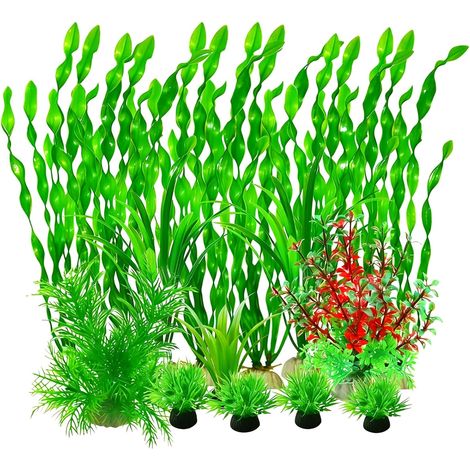 Lot de 15 plantes aquatiques artificielles pour aquarium, décoration de plantes en plastique, sans danger pour tous les poissons, plantes vivantes en plastique pour aquariums et piscines de (1/5)