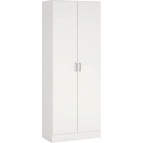 Armadio Multiuso Con 2 Ante Battenti e Ripiani Interni Armadietto Mobile Salvaspazio Per Bagno Lavanderia Ingresso Camera da Letto 70 x 36 x 180.9 Cm Bianco