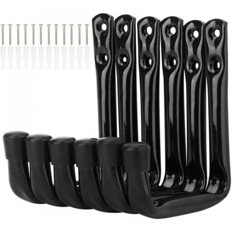 6er-Set robuste J-Haken zur Garagenaufbewahrung, Wandhalterungen aus Stahl (12 cm x 9 cm)