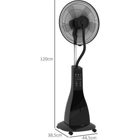 Ventilateur brumisateur 3 vitesses avec minuterie, 3 modes, roulettes, réservoir 3 L, 44,5 x 38,5 x 120 cm, noir (1/5)