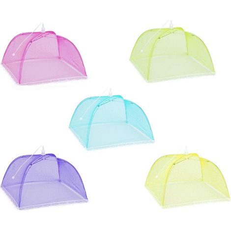 Mosquito Net Food Cloche 5pcs Foldable Mesh Cover Pop-up Food Cover Anti-Fly Mosquitoes Picnic