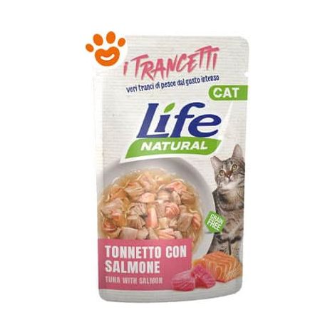 Life Cat Natural Trancetti di Tonnetto con Salmone - Bustina 55 Gr -