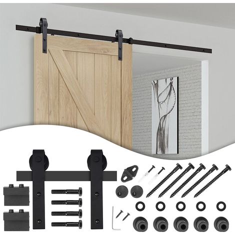 SWANEW Sistema di porte scorrevoli Set di accessori per binari a pavimento in legno Binario per porte a rulli in vetro 150kg Pfeil 200cm