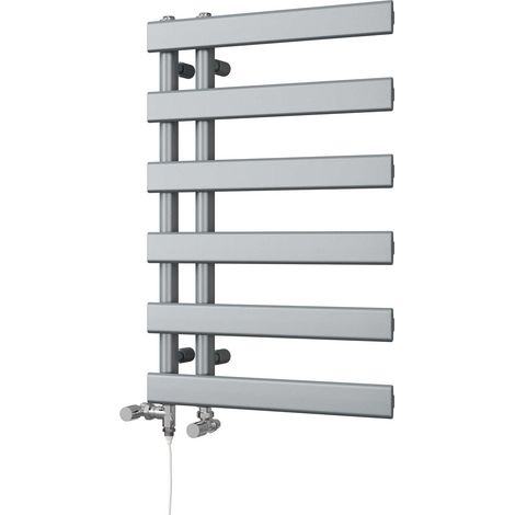 Agar - Silver Dual Fuel Towel Rail H748mm x W500mm Standard (1/3)