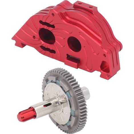 Boîte de vitesses en alliage d'aluminium avec engrenages 57 dents en acier pour voiture ARRMA VORTEKS Big Rock 1/10 (rouge). (1/5)