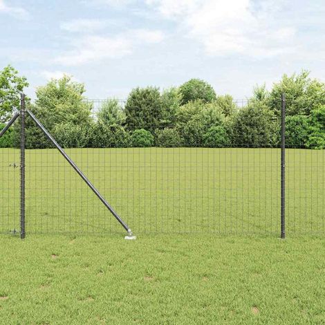Zaun mit Pfosten Grau 1 x 10 m Stahl und PVC