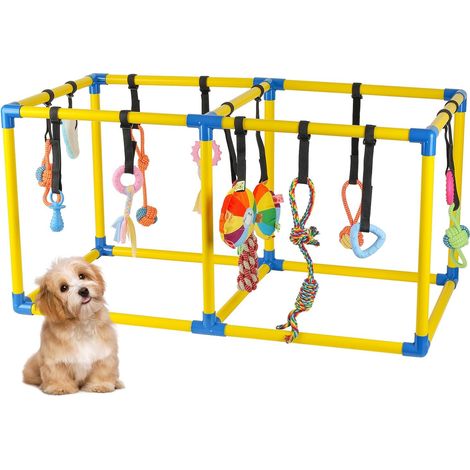 Spielcenter, interaktives Spielzeug zur Beschäftigung von Welpen, Aktivitätszentrum Für kleine Hunde, mit 14 Hängespielzeugen (Quietsch- und Kauspielzeuge) (90 x 50 x 50 cm) (1/5)