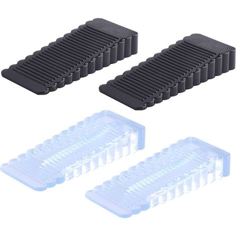 4 Pcs Butée de Porte en Caoutchouc, Cale de Porte Réglable en Hauteur, Cale D'Arrêt Antidérapante, Cale D'Arrêt de Porte Moyenne Sans Odeur (2 Noires et 2 Transparentes) (1/5)
