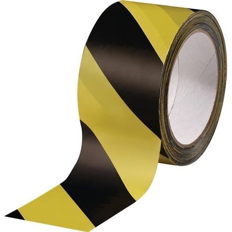 Bande de marquage d'avertissement PVC noir/jaune Longueur 66 m Largeur 60 mm Rouleau (1/3)