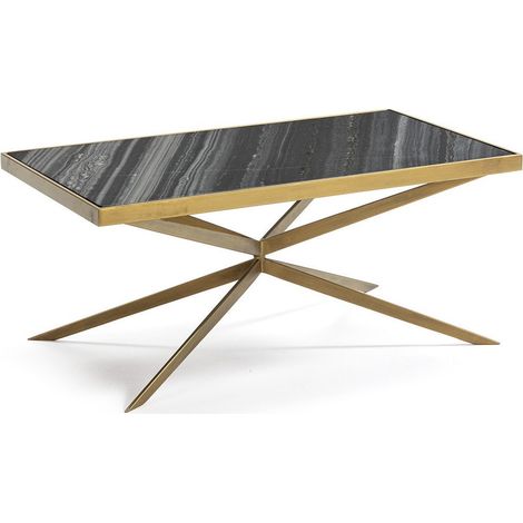 Table basse marbre noir et pieds métal doré 106cm (1/3)
