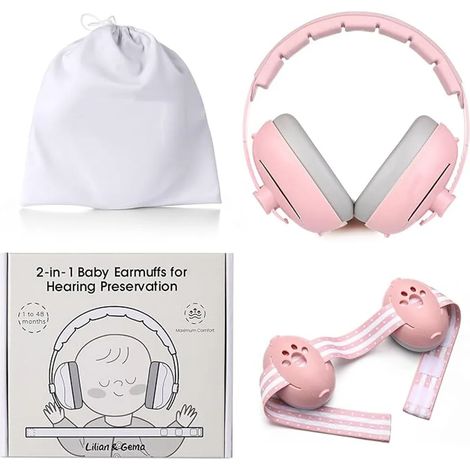Protège-oreilles bébé - Casque anti-bruit 2-en-1 25dB - Coquilles insonorisées pour nourrissons avec bandeau réglable - Protection auditive enfant jusqu'à 48 mois (1/5)