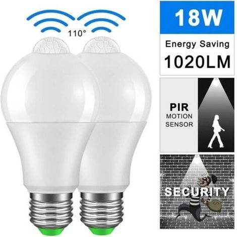 (Weiß) STILLCOOL E27 LED-Bewegungsmelderlampe – Warmweiß – IP42 PIR 18W (1/4)