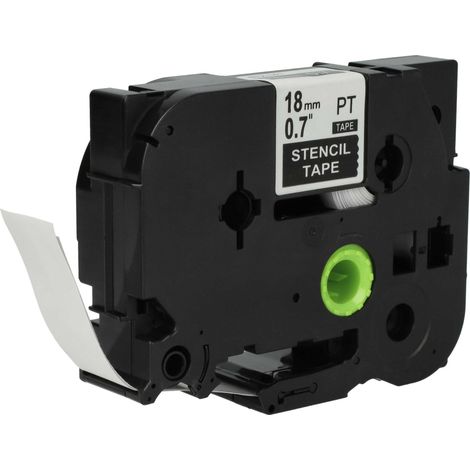 vhbw Stencil Tape Cassette 18 mm Replacement for Brother ST-141, STE-141 for Label Printer - White on Transparent (1/5)