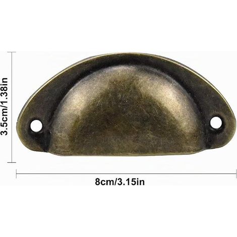 Poignee de Meuble Coquille Poignée Meubles Armoire Porte Tiroir, Bouton de Porte Anciennes avec Vis, Bronze (1/4)