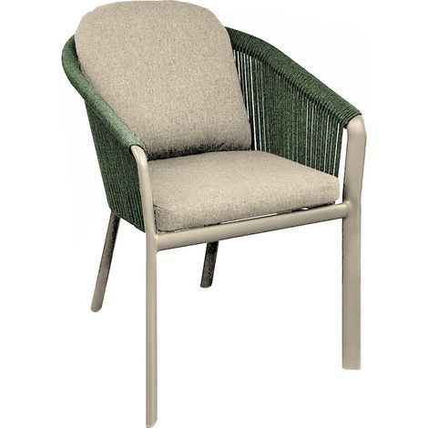 PROLOISIRS Fauteuil repas - BELLADONE - Crème vert - Aluminium époxy et rope