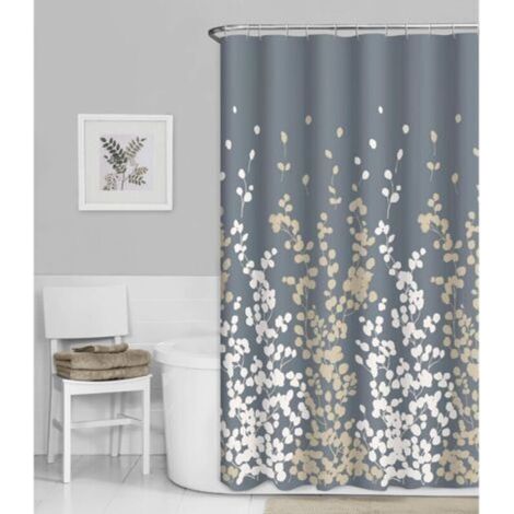 Rideau de douche en tissu imitation soie Sylvia ivoire et beige, 72" x 72"